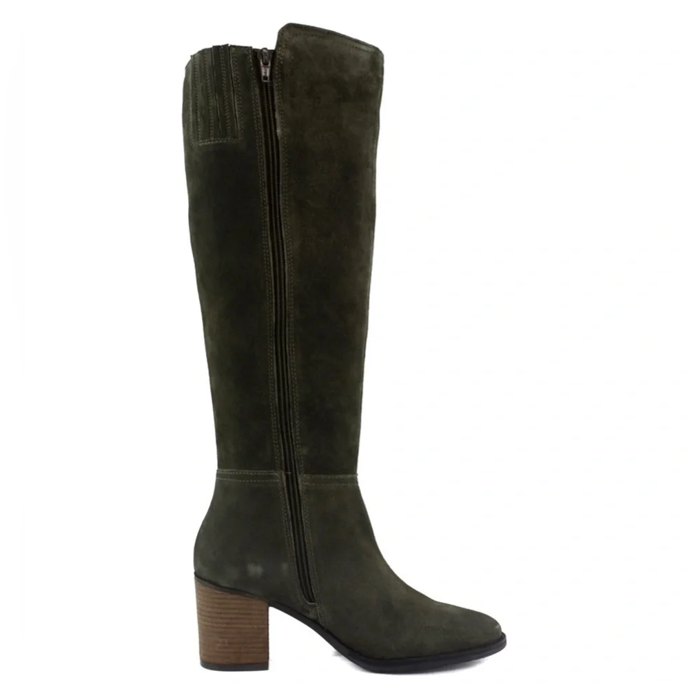 Lucky Brand Dark Green Suede Knee High Boots Size 9